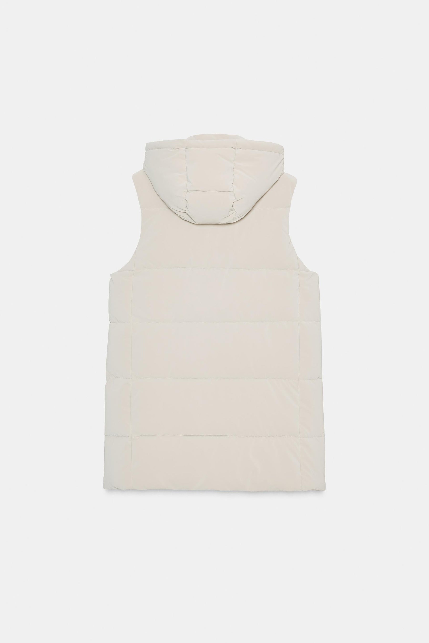 LONG QUILTED GILET WITH HOOD - Image 8