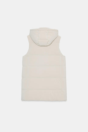 LONG QUILTED GILET WITH HOOD - Image 8