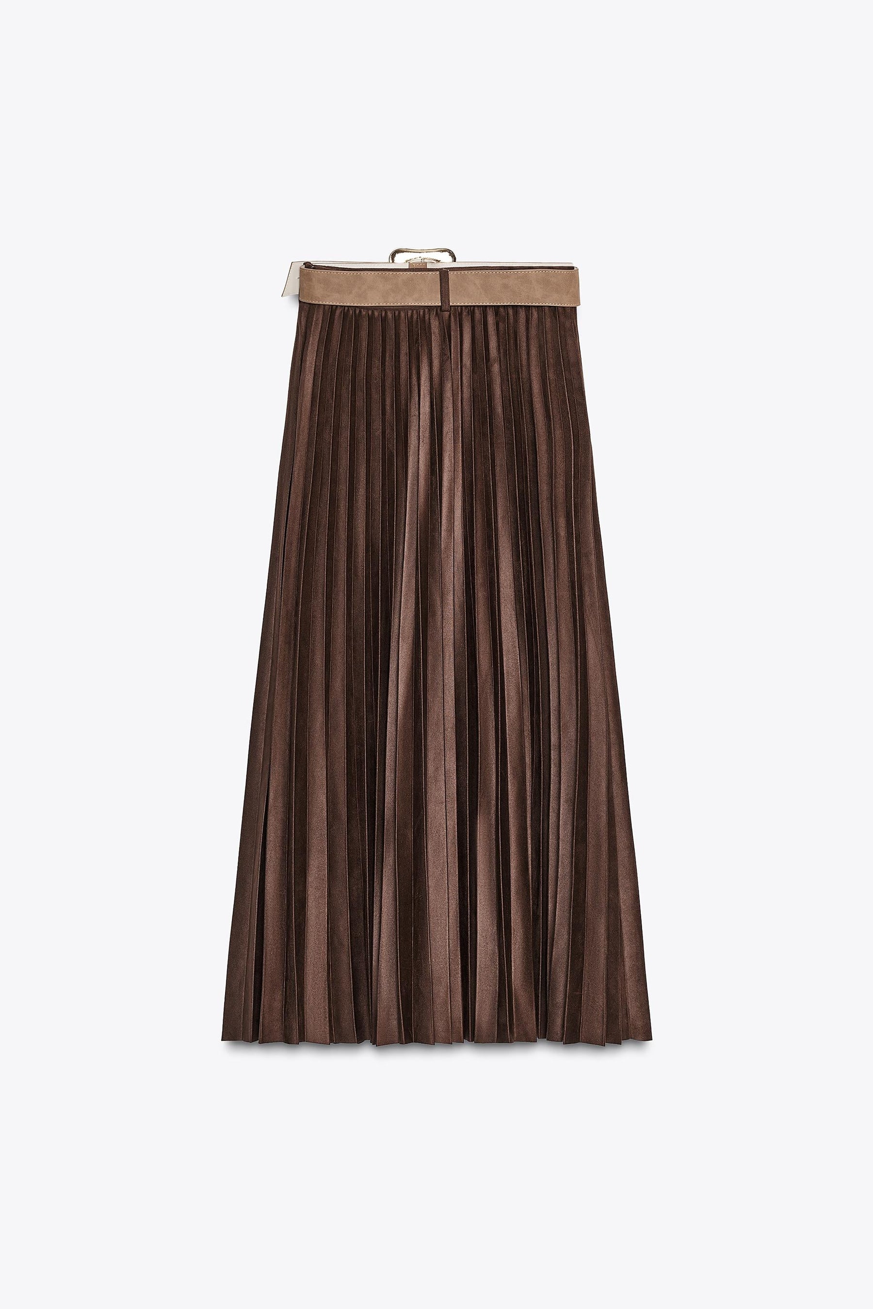Pleated Midi Faux Suede