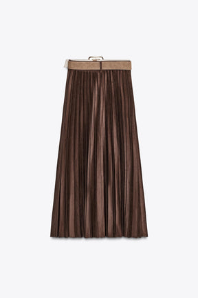 Pleated Midi Faux Suede