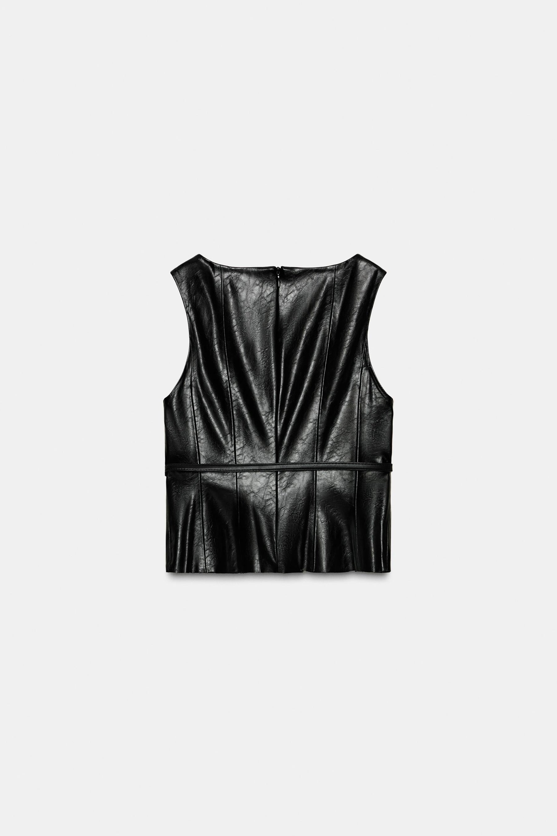 Belted Faux Leather Top
