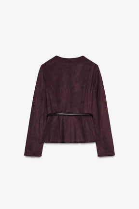 SUEDE PEPLUM JACKET