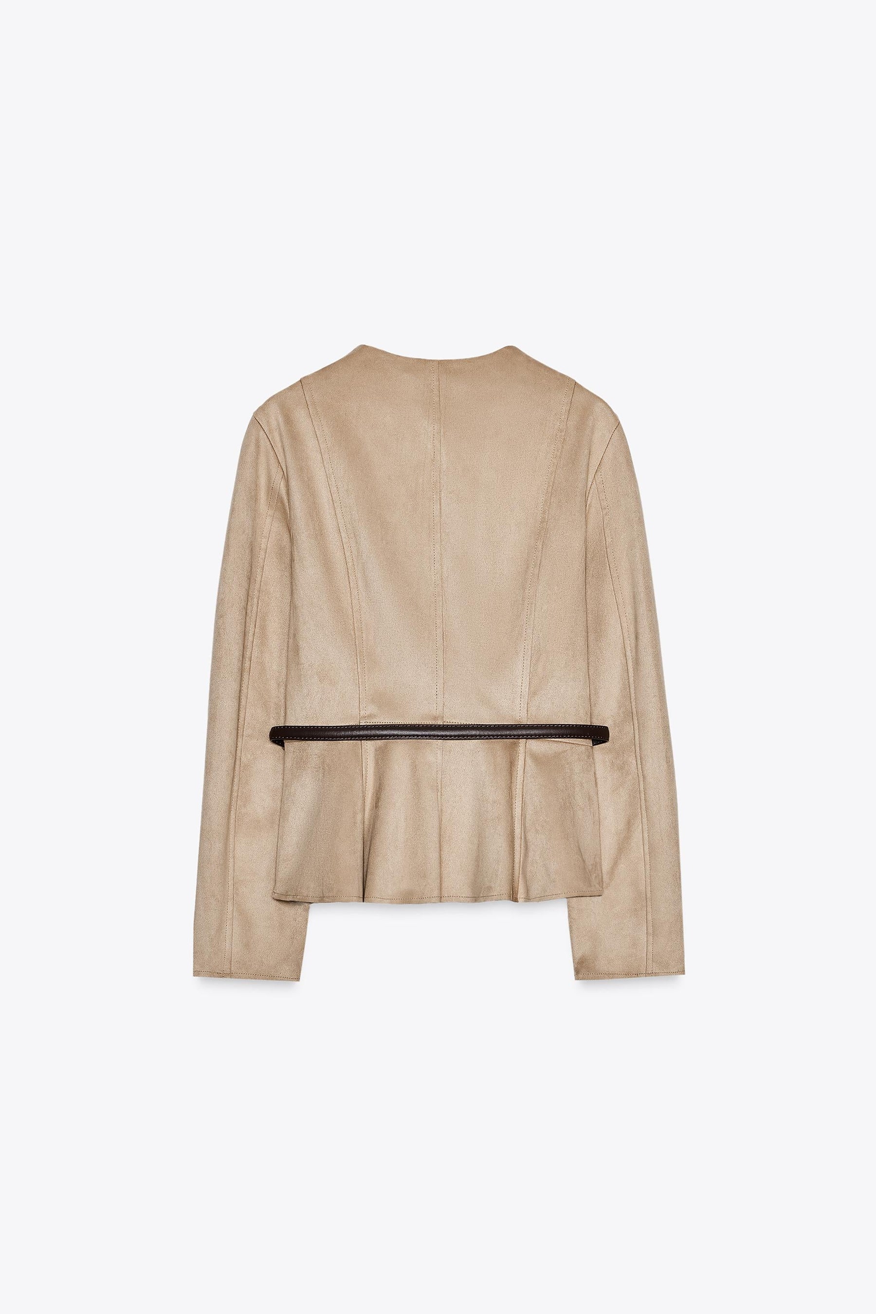 SUEDE EFFECT PEPLUM JACKET WITH BELT - Image 6
