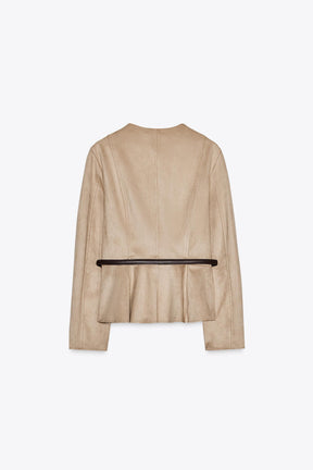 SUEDE EFFECT PEPLUM JACKET WITH BELT - Image 6