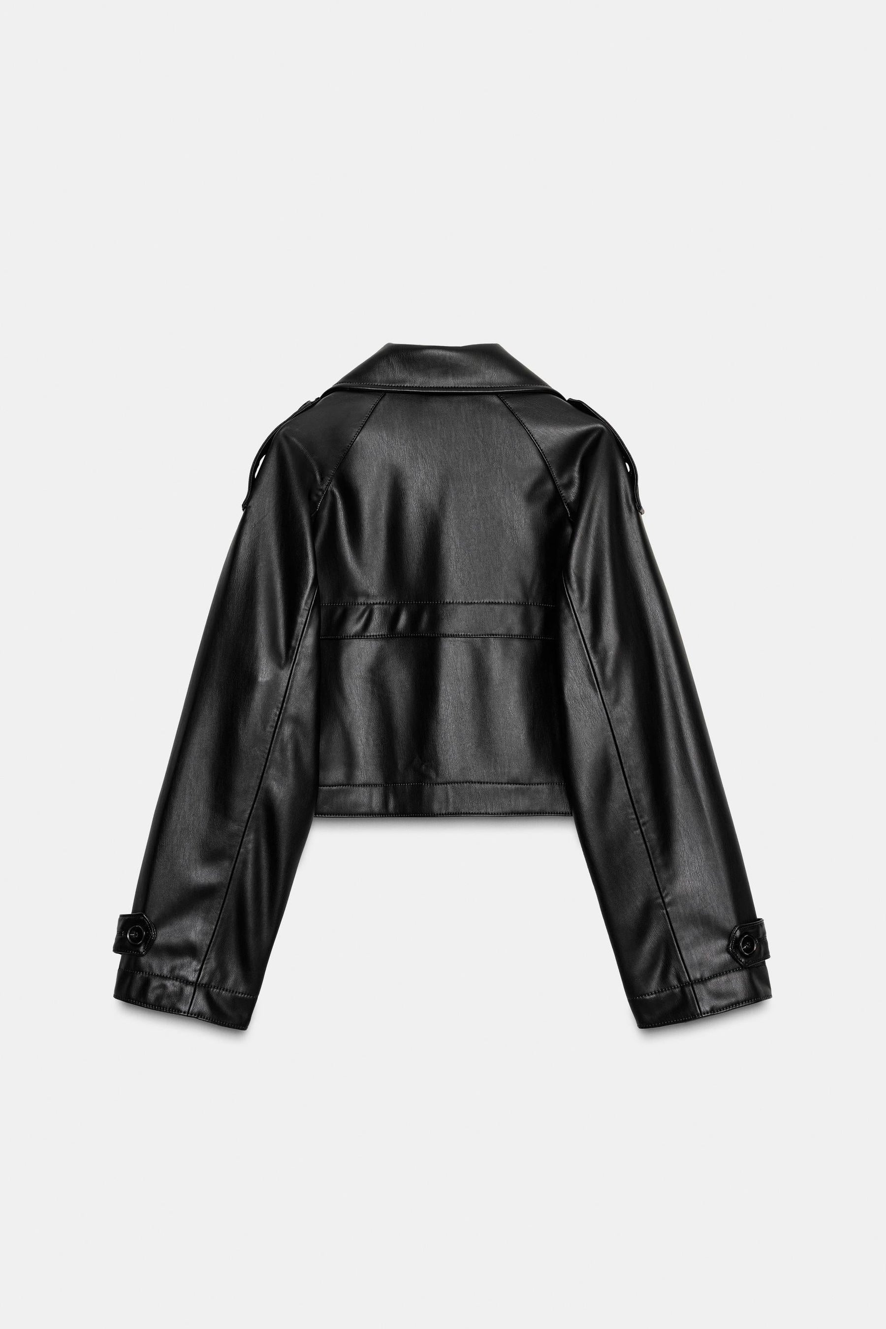 FAUX LEATHER SHORT TRENCH COAT - Image 5