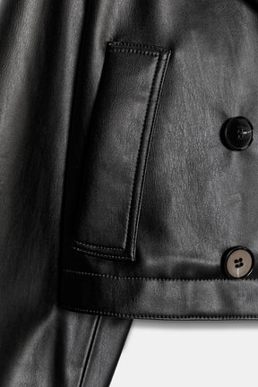FAUX LEATHER SHORT TRENCH COAT - Image 6