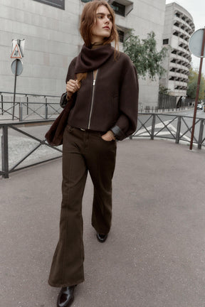 SOFT JACKET WITH LEATHER EFFECT TRIMS - Image 3