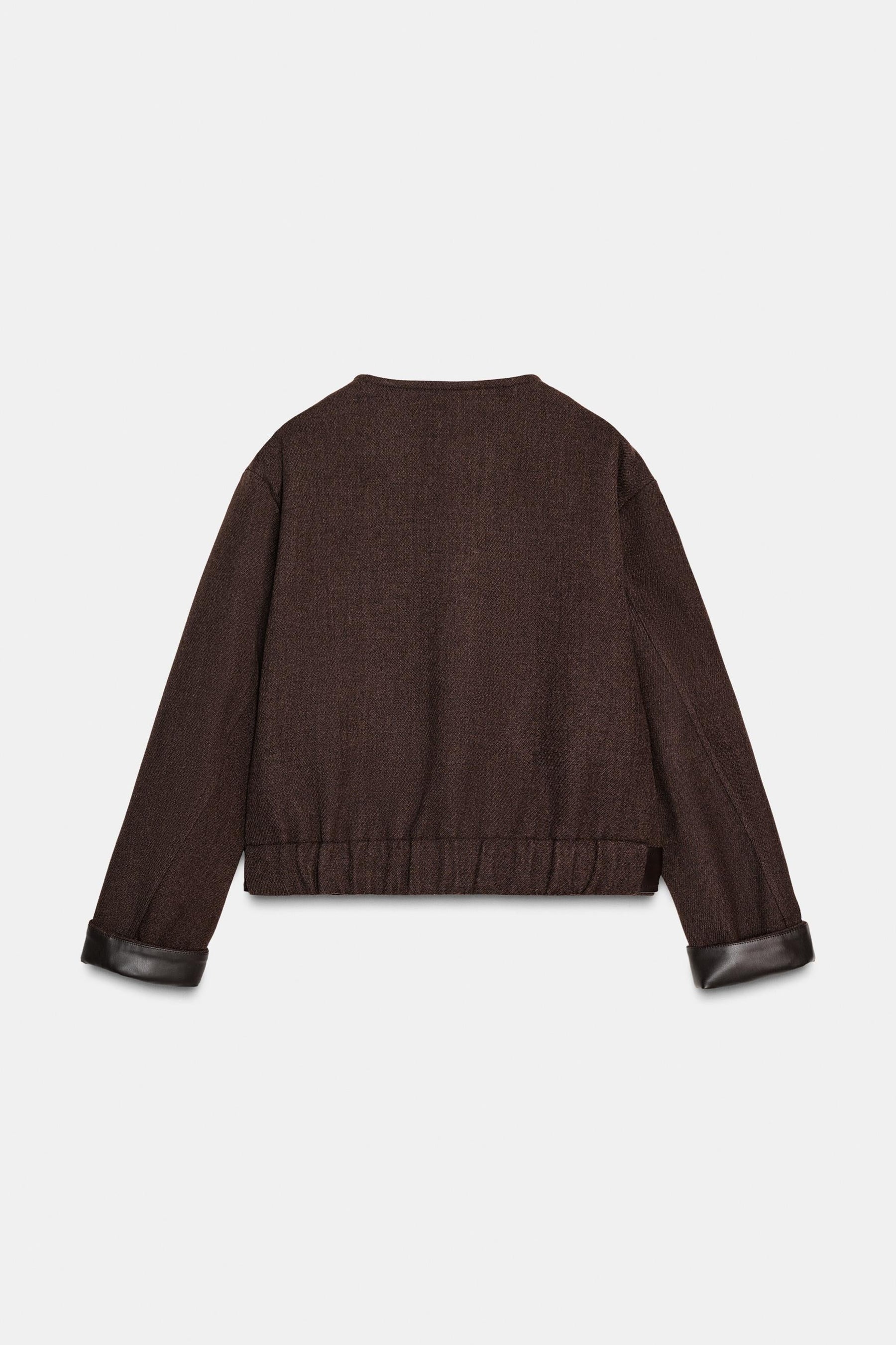 SOFT JACKET WITH LEATHER EFFECT TRIMS - Image 9