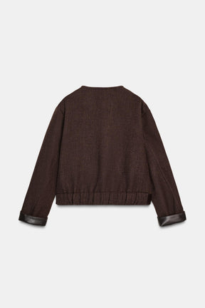SOFT JACKET WITH LEATHER EFFECT TRIMS - Image 9