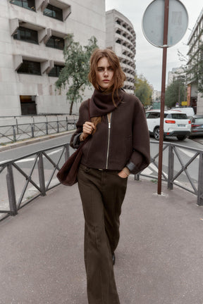 Weiche Jacke mit Lederimitat-Besatz