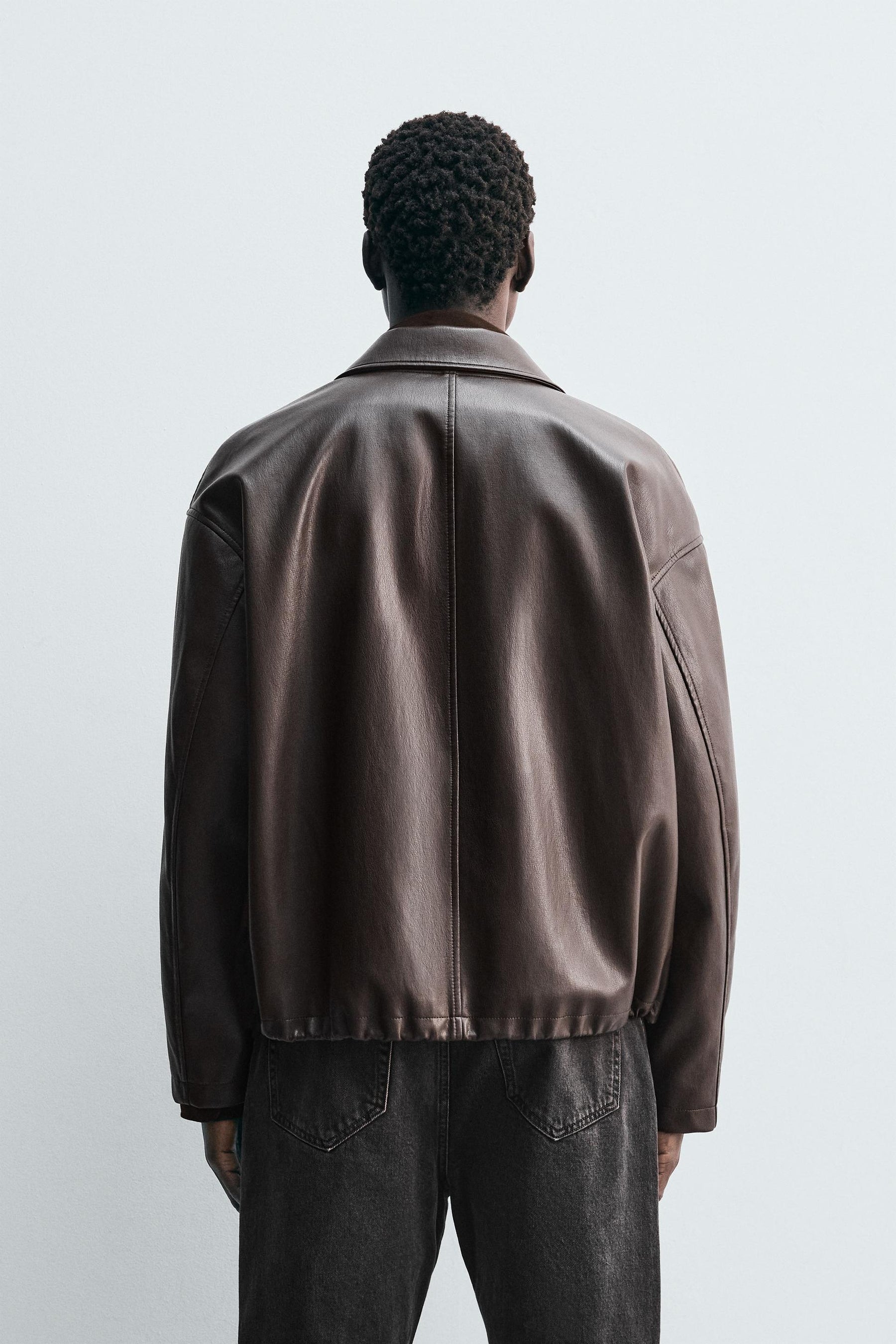 RELAXED FIT FAUX LEATHER JACKET - Image 3