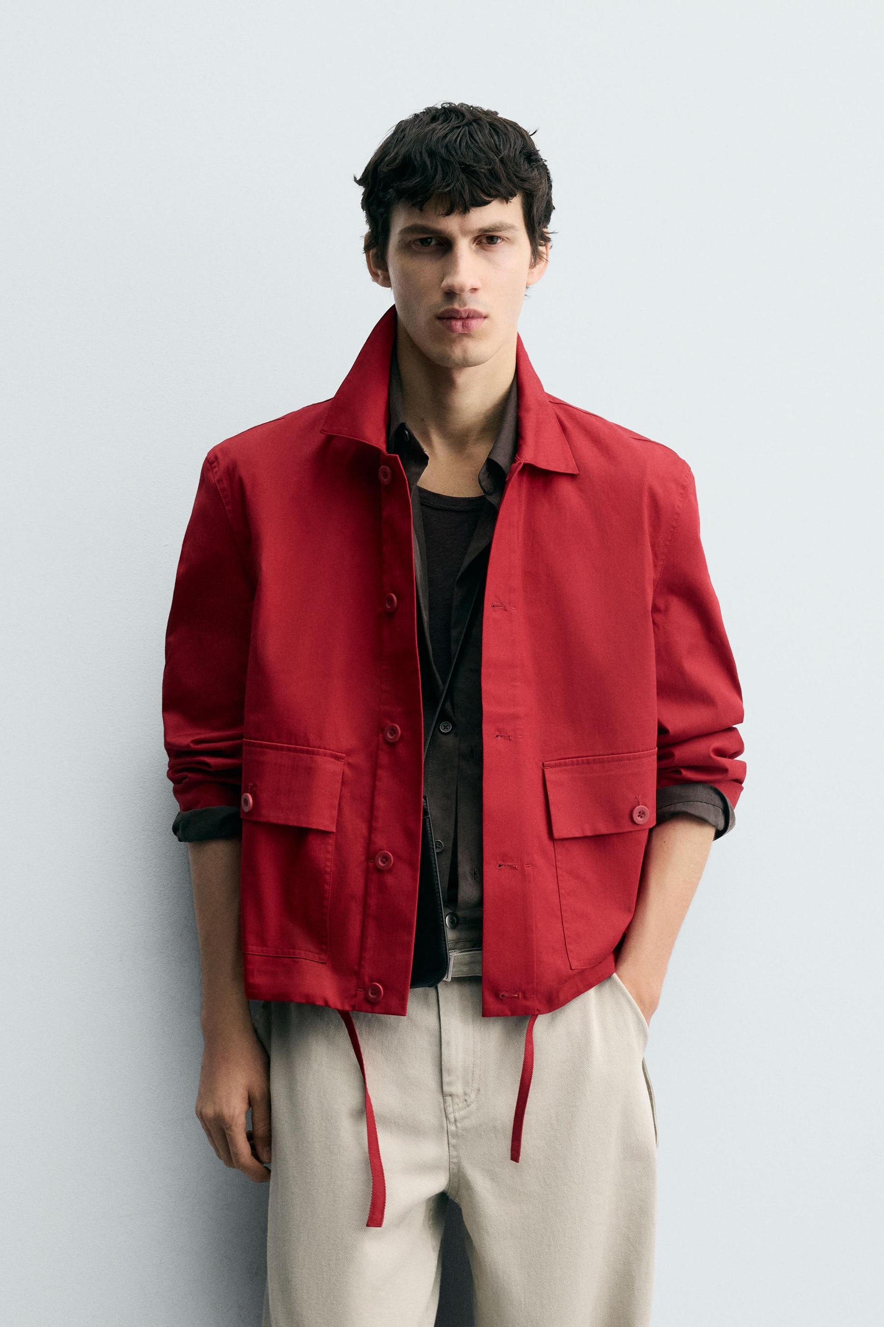 COTTON HERRINGBONE OVERSHIRT - Image 2