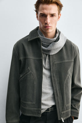 VINTAGE-EFFECT FAUX SUEDE JACKET - Image 5