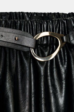 FAUX LEATHER MIDI SKIRT