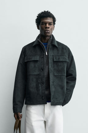 Wildlederimitat-Overshirt