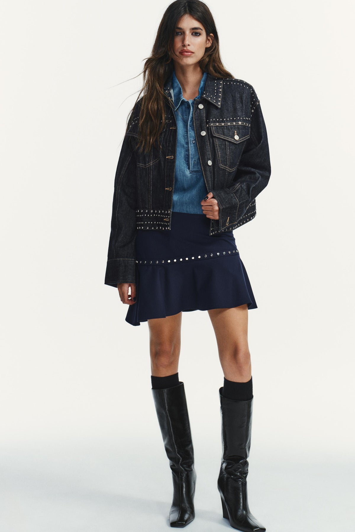 Ruffled Studded Skirt