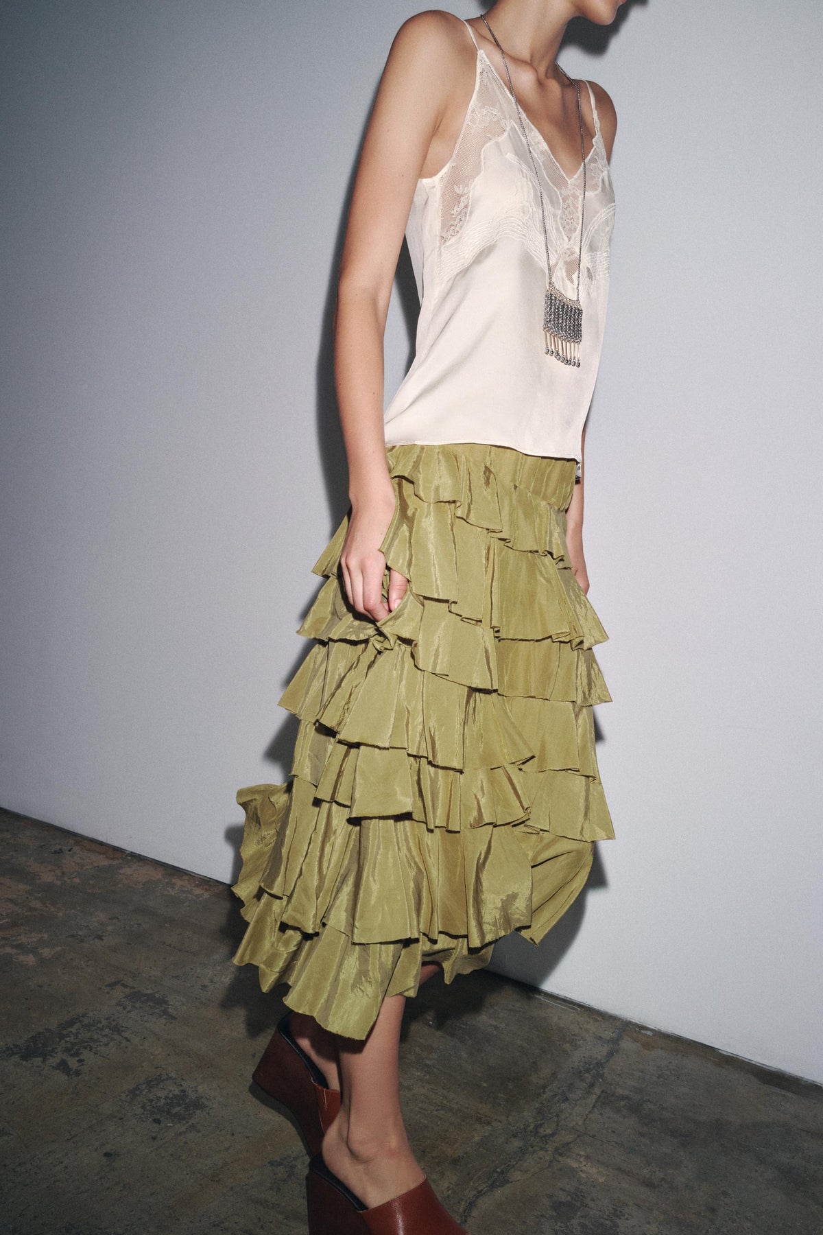Ruffled Midi Skirt