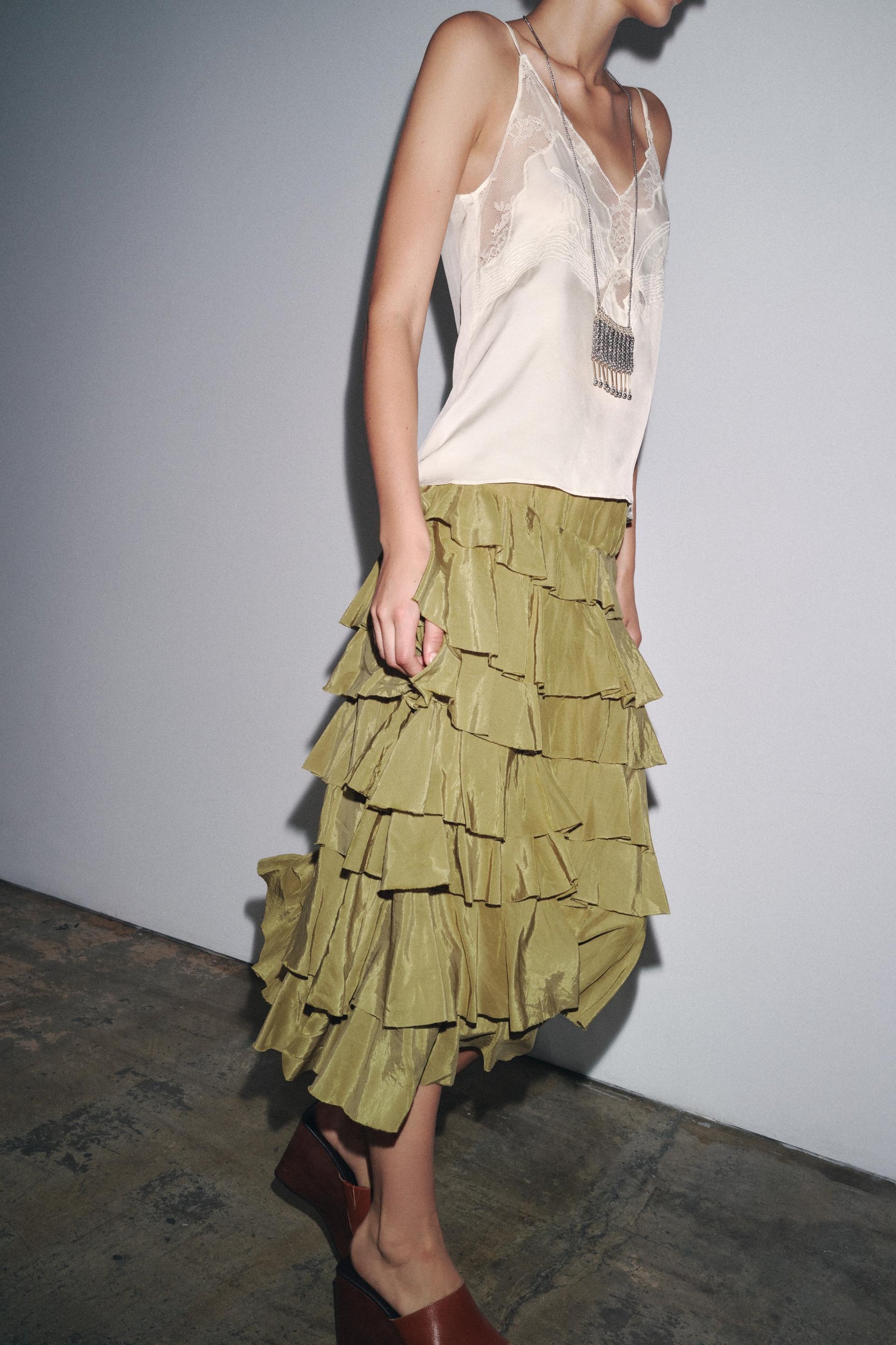 Ruffled Midi Skirt