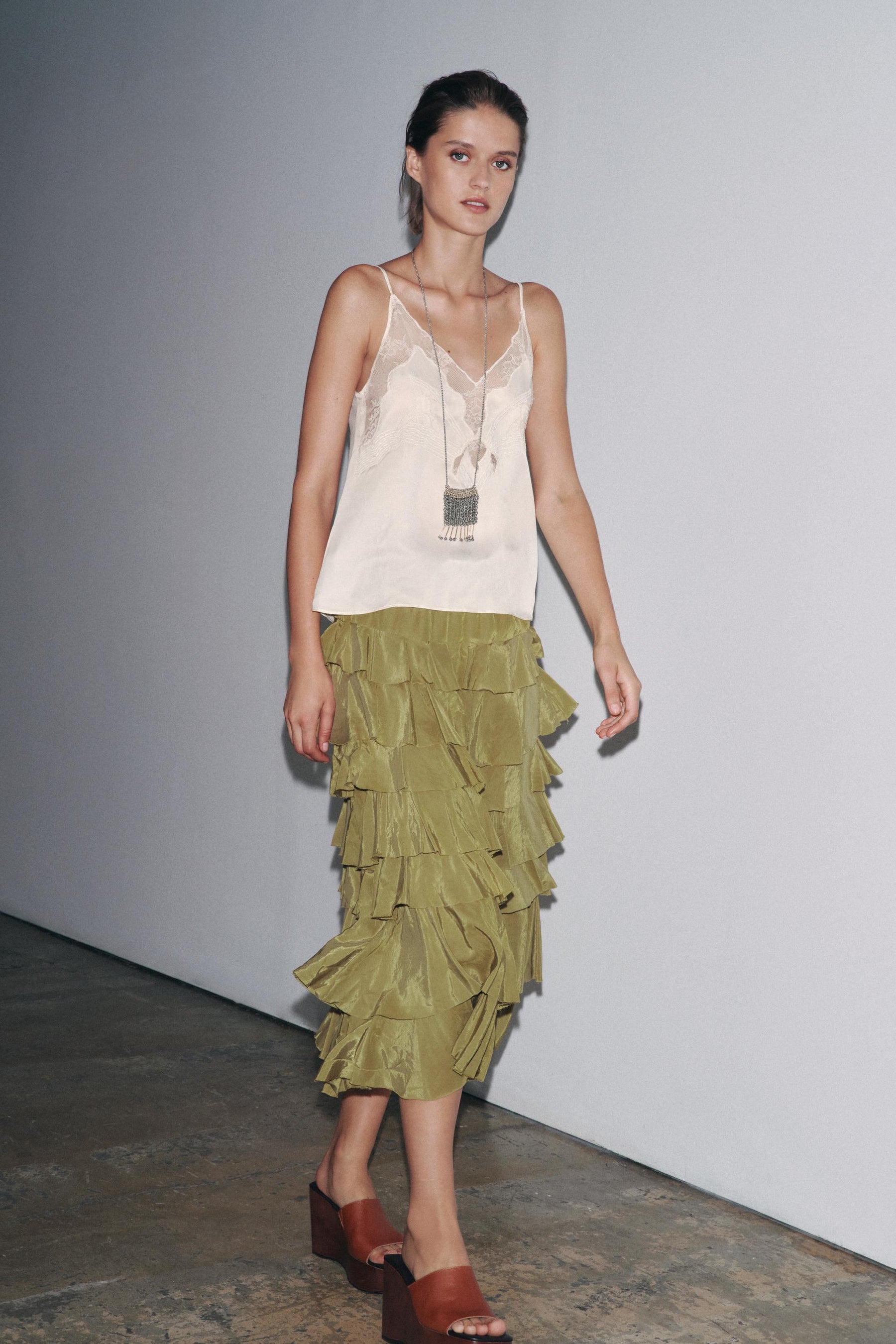 Ruffled Midi Skirt