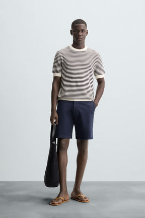 STRIPED KNIT T-SHIRT - Image 1