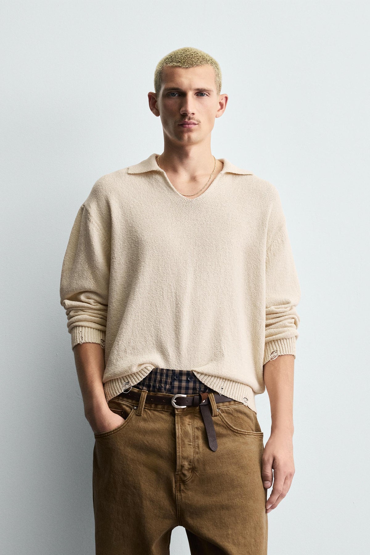 Ripped Knit Polo