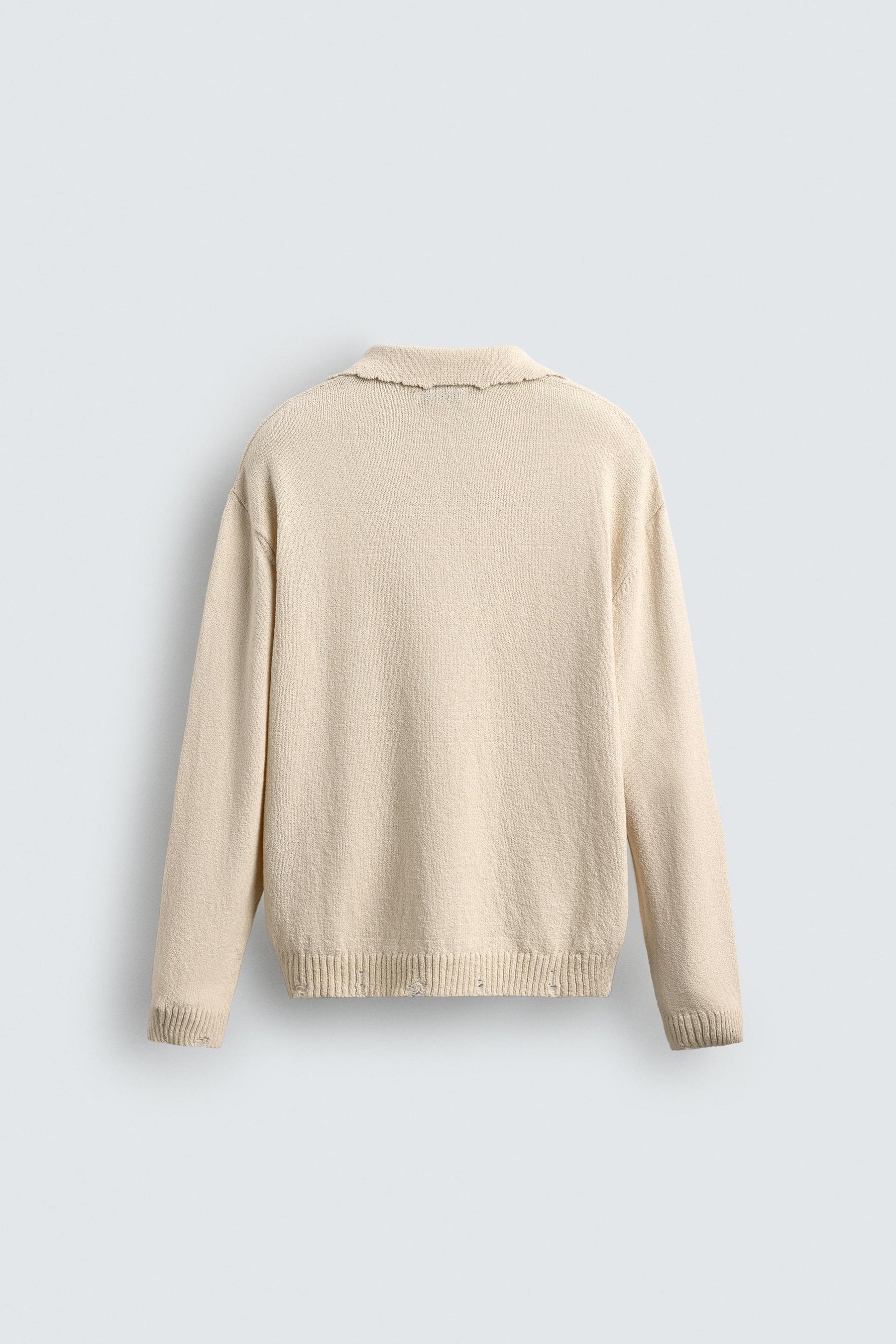 KNITTED RIPPED-EFFECT POLO SHIRT - Image 7
