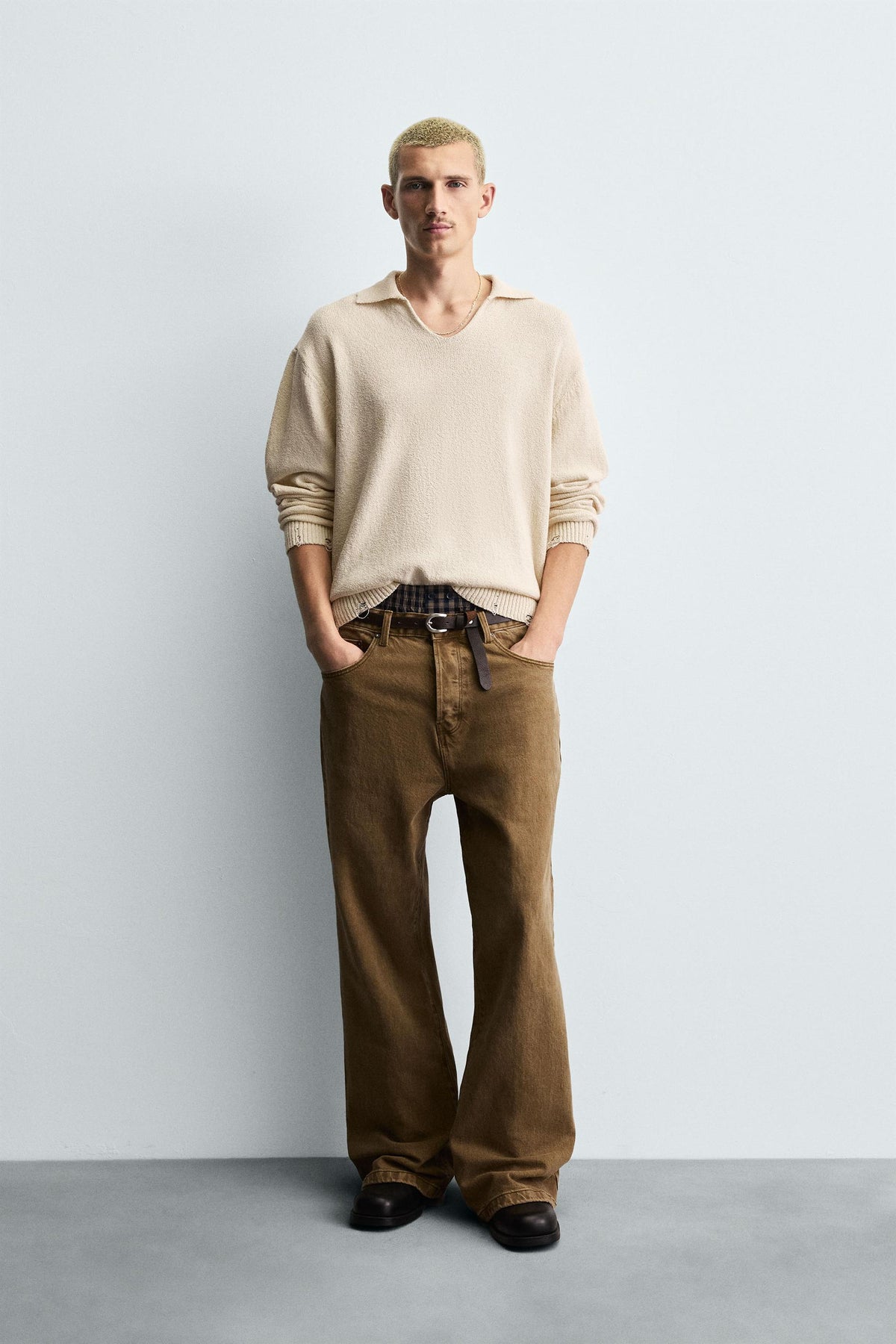 Ripped Knit Polo