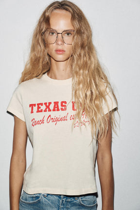 FADED-EFFECT T-SHIRT WITH SLOGAN