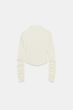 RUCHED COTTON-MODAL T-SHIRT