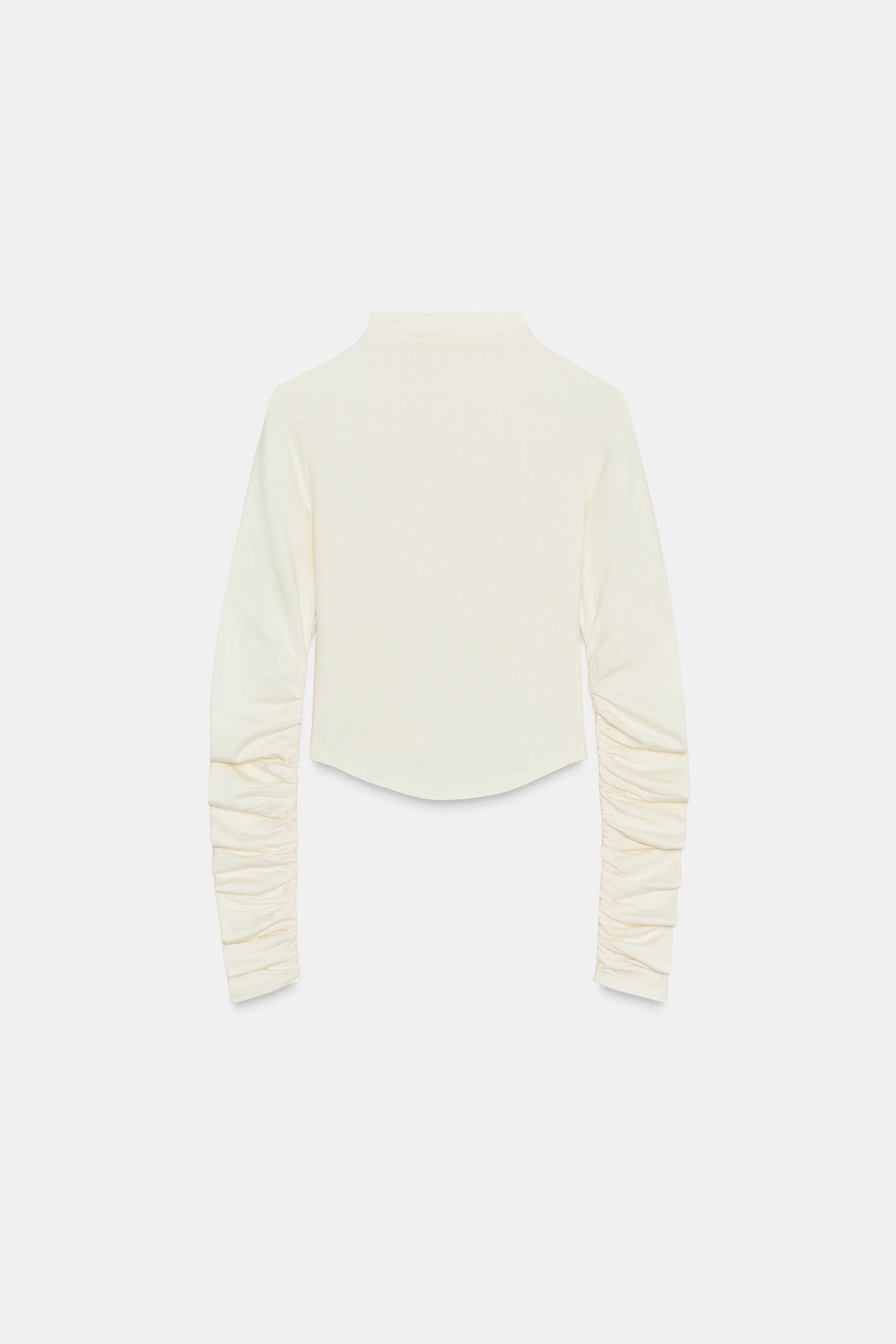 RUCHED COTTON-MODAL T-SHIRT