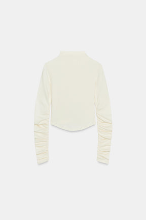 RUCHED COTTON-MODAL T-SHIRT