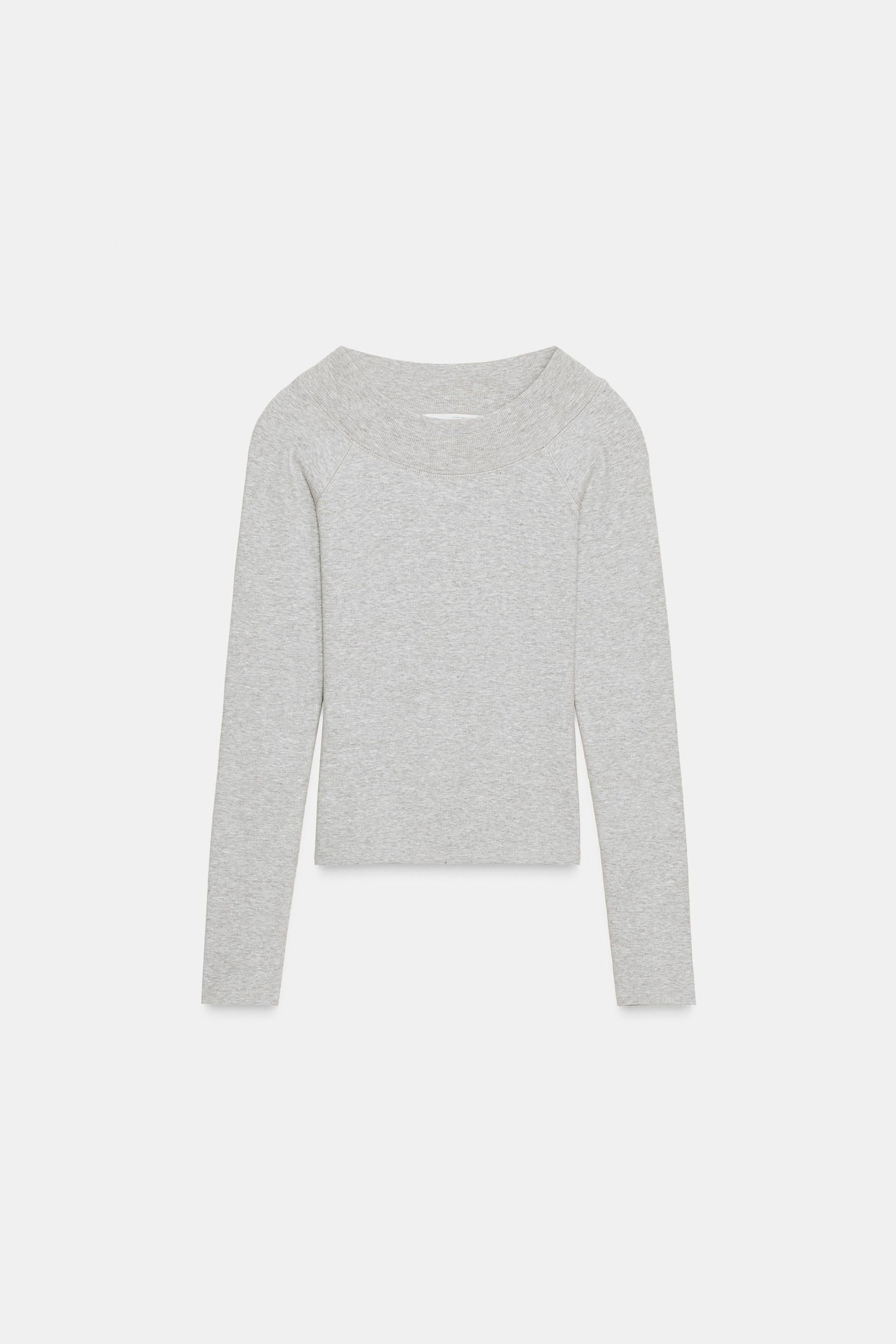 Ribbed Boat Neck Shirt
