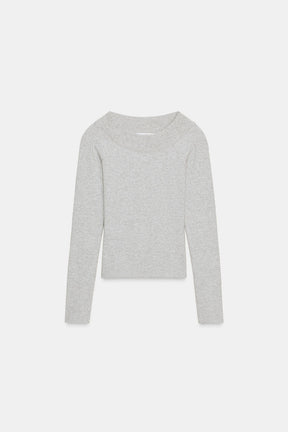 Ribbed Boat Neck Shirt