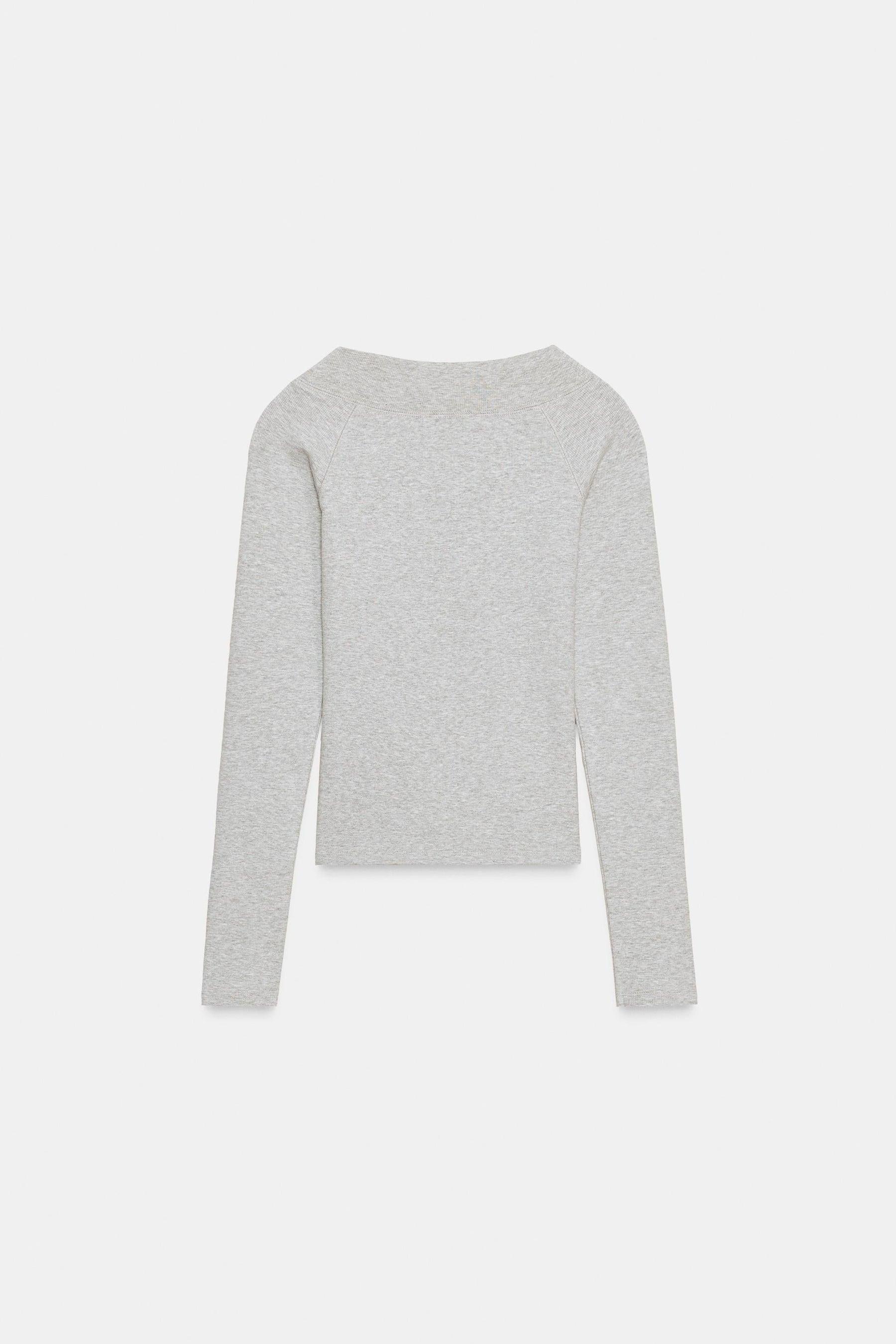 Ribbed Boat Neck Shirt