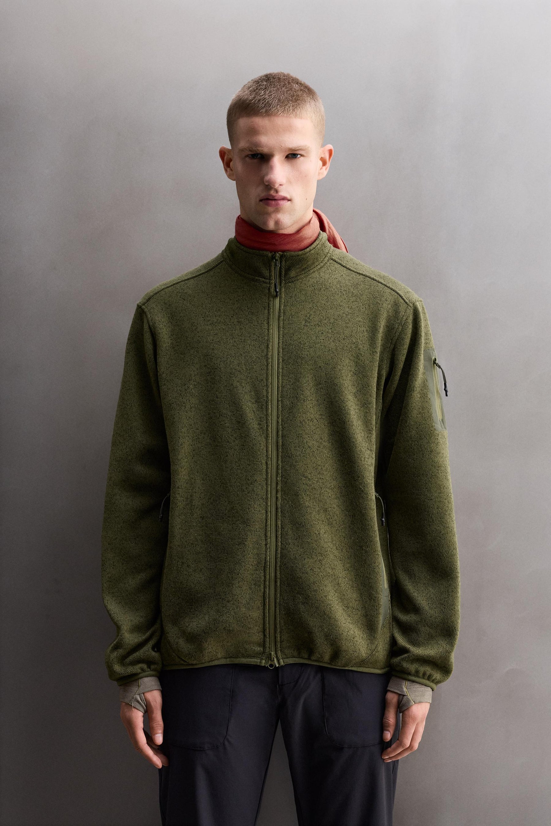 CONTRAST FLEECE KNIT CARDIGAN - Image 2