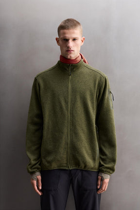 CONTRAST FLEECE KNIT CARDIGAN - Image 2
