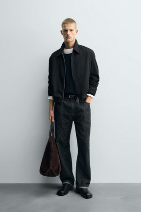 RELAXED FIT HERRINGBONE JACKET - Image 1