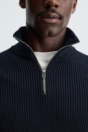 PURL KNIT QUARTER-ZIP JUMPER - Image 5