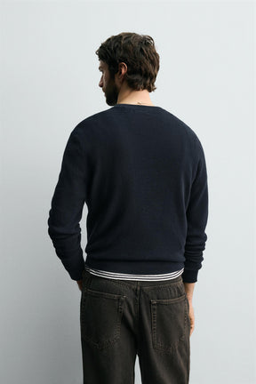 REGULAR FIT WAFFLE JUMPER - Image 3