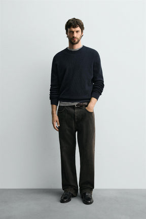 REGULAR FIT WAFFLE JUMPER - Image 1