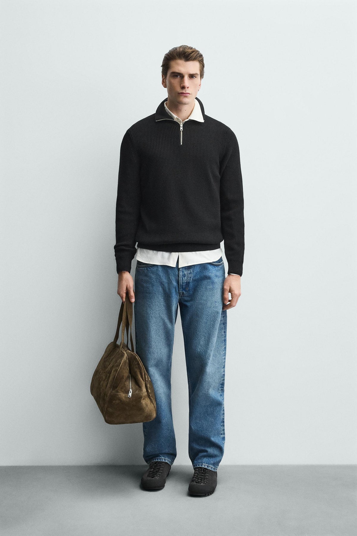 PURL KNIT QUARTER-ZIP JUMPER - Image 1