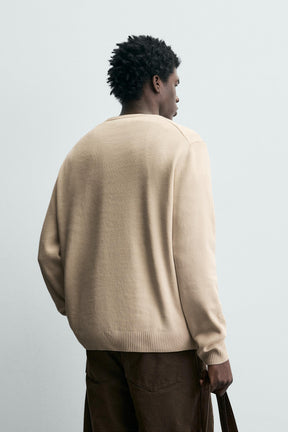 Strukturierter Baumwollpullover