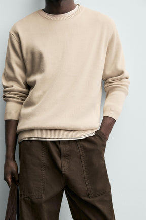 Strukturierter Baumwollpullover