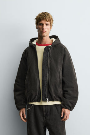 Hooded Denim Puffer