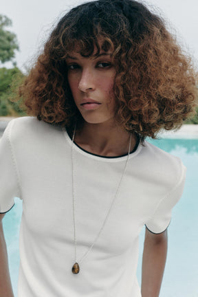 SHORT SLEEVE KNIT JUMPER WITH CONTRAST TRIMS - Image 3