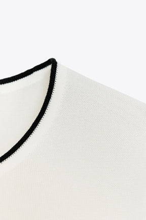 SHORT SLEEVE KNIT JUMPER WITH CONTRAST TRIMS - Image 5