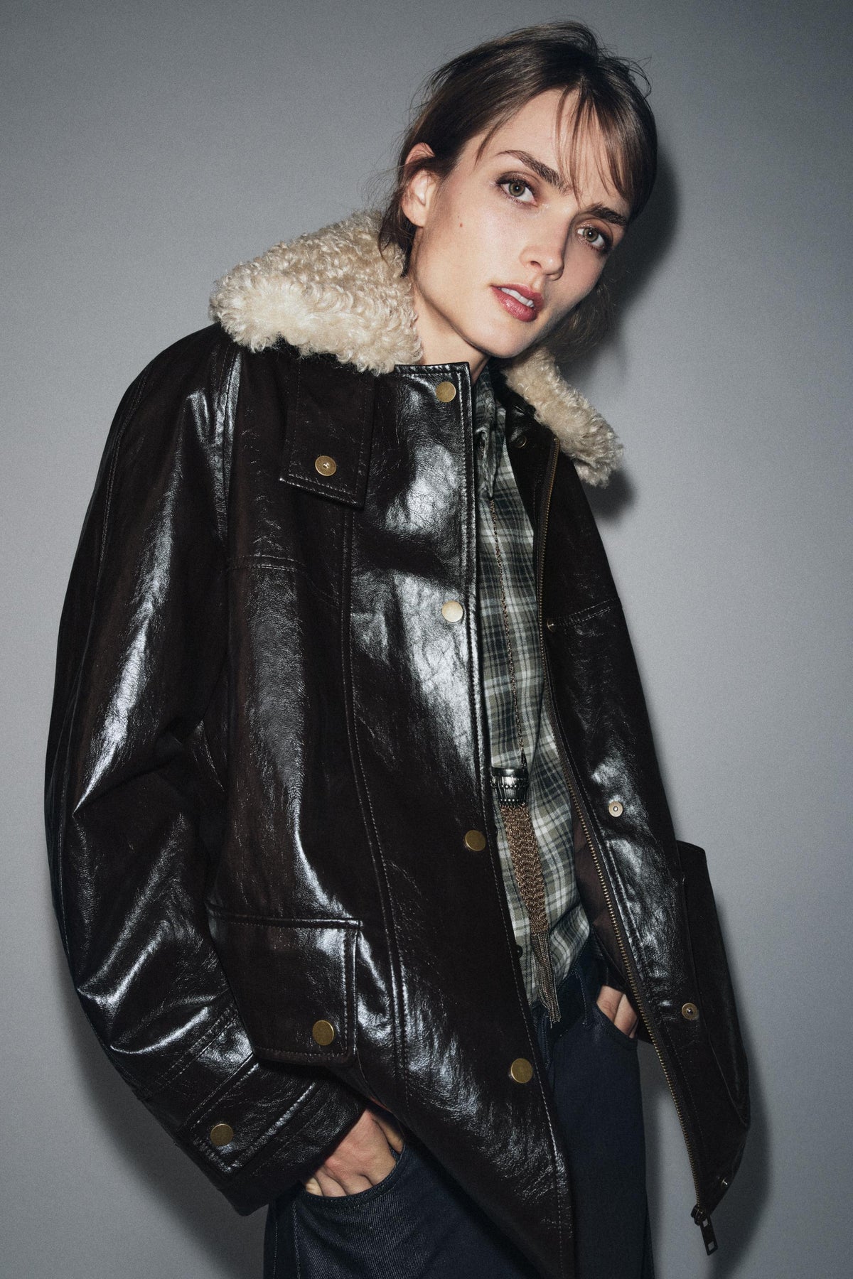 Jacke mit Kunstpelzkragen