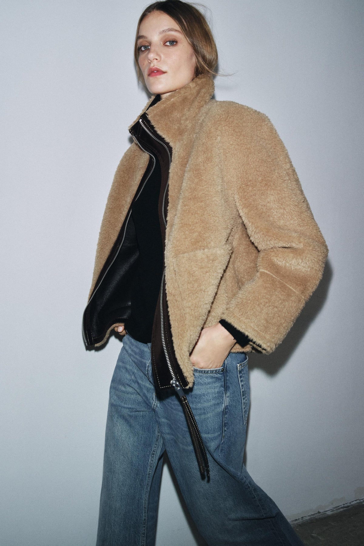 ZW COLLECTION FAUX SHEARLING DOUBLE-FACED JACKET - Image 2