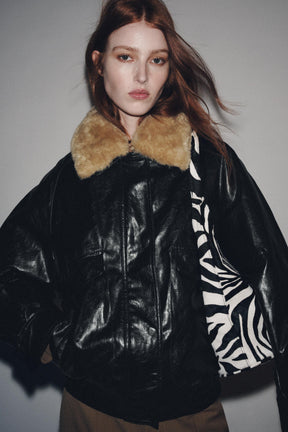 Faux Fur Collar Jacket