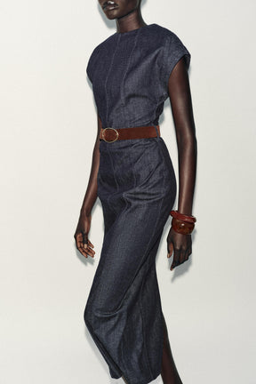 BELTED FITTED MIDI DRESS - Image 2